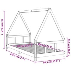 Lastevoodi raam , must, 90 x 190 cm hind ja info | Lastevoodid | kaup24.ee