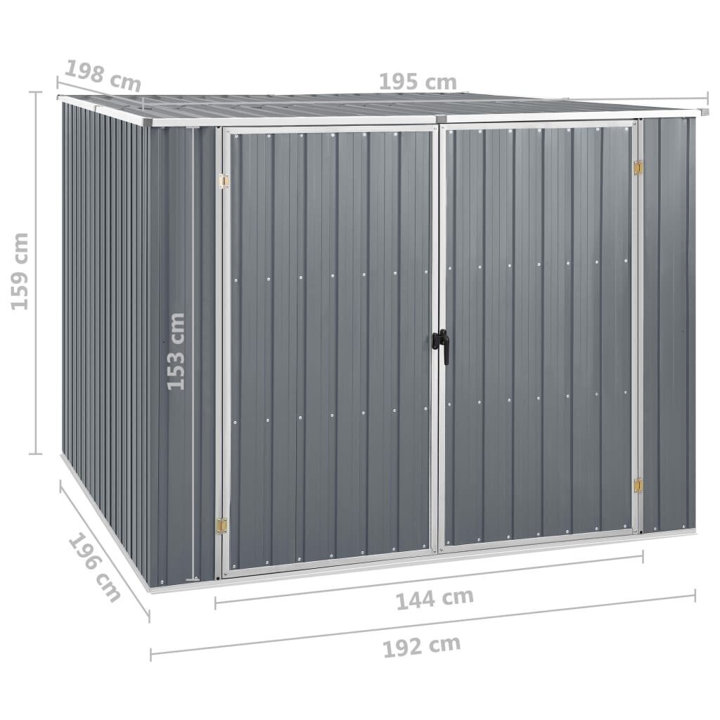 aiakuur, hall, 195 x 198 x 159 cm, tsingitud teras hind ja info | Kuurid ja aiamajad | kaup24.ee