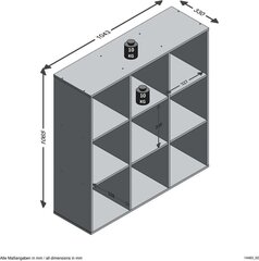 FMD Lumarko raamaturiiul 9 lahtriga, kahjustatud puit! hind ja info | Riiulid | kaup24.ee