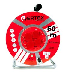 VERTEX PB50METAL Удлинительный кабель 50 м 3x2,5 мм 3000 Вт IP44 Черный цена и информация | Удлинители | kaup24.ee