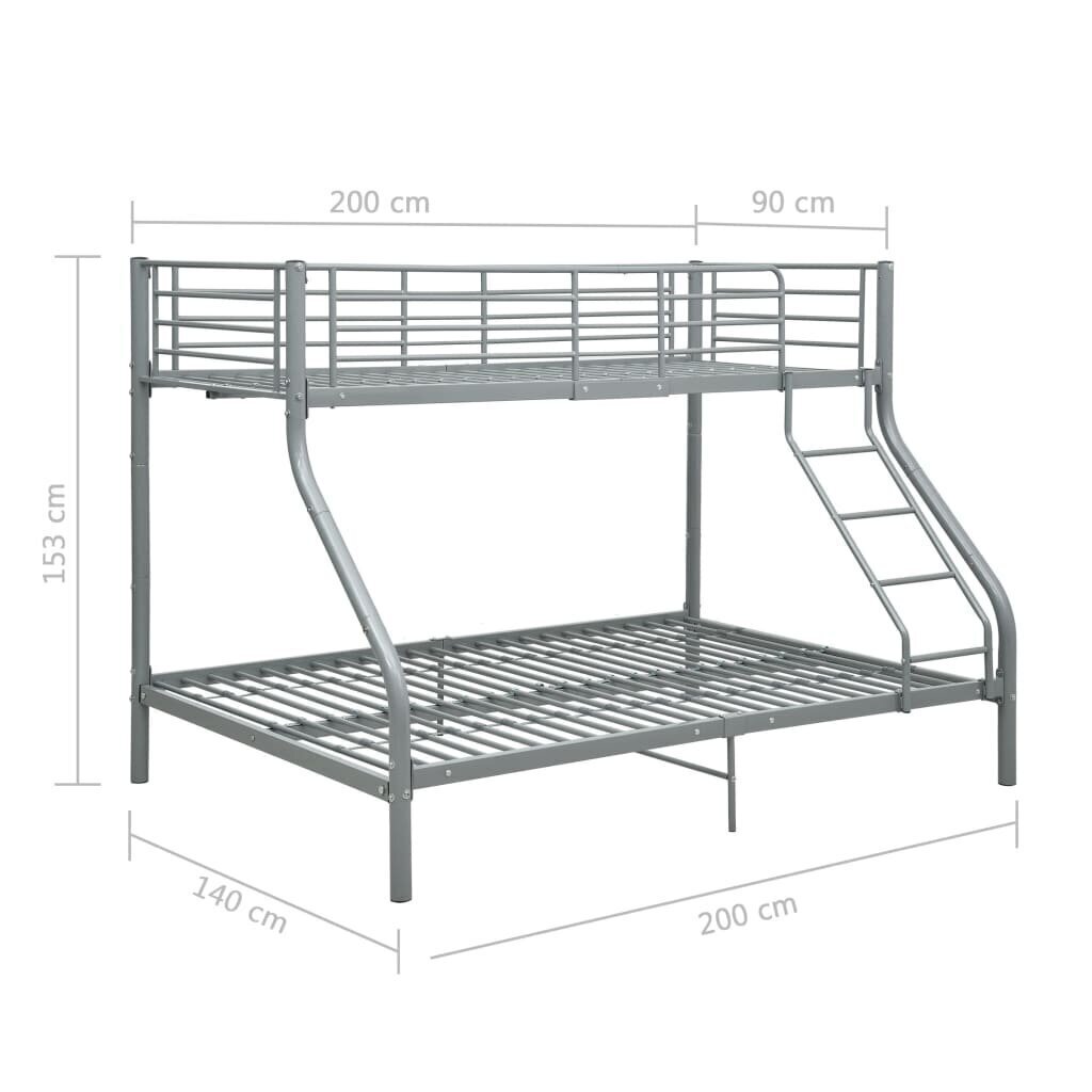 narivoodi raam, hall, metall, 140 x 200 cm / 90 x 200 cm hind ja info | Lastevoodid | kaup24.ee