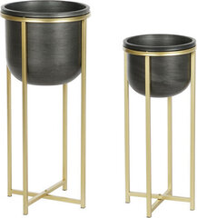 Istutuskastide komplekt DKD Home Decor 28,5 x 28,5 x 65,5 cm 28 x 28 x 65 cm Black Golden Metal hind ja info | Dekoratiivsed lillepotid | kaup24.ee