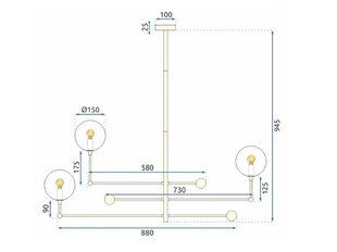 Rippvalgusti kuldsed klaaskuulid 3 tk APP918-3CP цена и информация | Люстры | kaup24.ee