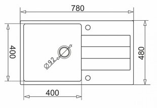 Valamu Pyramis 78x50 1B 1D 070052701 hind ja info | Köögivalamud | kaup24.ee