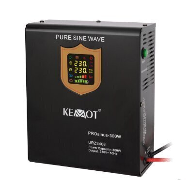 Kemot prosinus-500 seinale paigaldatav ups koos puhta sinuslaine inverteri ja laadimisfunktsiooniga 12v 230v 500va/300w цена и информация | Toiteplokid | kaup24.ee