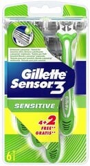 Ühekordsed raseerijad meestele Gillette Sensor 3 Sensitive 6 tk цена и информация | Косметика и средства для бритья | kaup24.ee