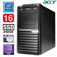 Lauaarvuti Acer Veriton M4610G MT G630 16GB 240GB+1TB DVD WIN10Pro цена и информация | Стационарные компьютеры | kaup24.ee