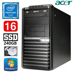 Lauaarvuti Acer Veriton M4610G MT G630 16GB 240GB+1TB DVD WIN7Pro hind ja info | Lauaarvutid | kaup24.ee