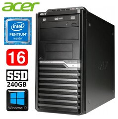Lauaarvuti Acer Veriton M4610G MT G630 16GB 240SSD DVD WIN10 hind ja info | Lauaarvutid | kaup24.ee