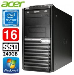 Acer Veriton M4610G MT G630 16GB 240SSD DVD WIN7Pro цена и информация | Стационарные компьютеры | kaup24.ee