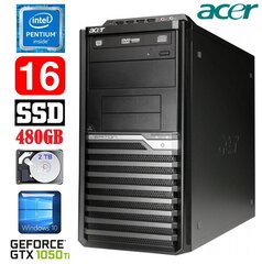 Lauaarvuti Acer Veriton M4610G MT G630 16GB 480SSD+2TB GTX1050Ti 4GB DVD WIN10 hind ja info | Lauaarvutid | kaup24.ee