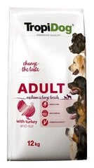 Tropidog Premium Adult M&L kalkuniliha ja riisiga, 12 kg hind ja info | Kuivtoit koertele | kaup24.ee