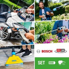 Gloria multijet 18V Set - Spater Spray System | Пользовательский как более чистый, пенопластовой пистолет, распылитель защиты растений, поверхностная щетка | Макс. 24,9 бар, 3 уровня давления, сопла 4-в-1 | Вкл. 18 В батарея Bosch цена и информация | Оборудование для полива | kaup24.ee