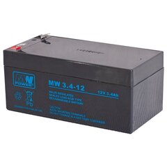 MWPower MW 12Вт 3.4мАч F1(187) AGM аккумулятор, 6-9 лет цена и информация | Батарейки | kaup24.ee