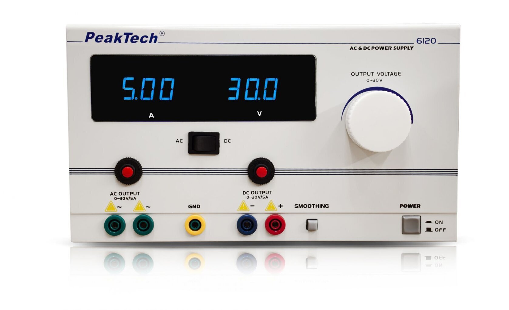 PeakTech® P 6120 AC/DC labori toiteallikas 0 - 30 V / 5 A цена и информация | Toiteplokid | kaup24.ee