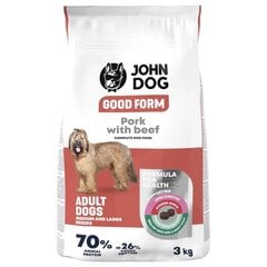 John Dog Good Form Adult Medium and Large Breeds sea- ja veiselihaga, 3 kg цена и информация | Сухой корм для собак | kaup24.ee