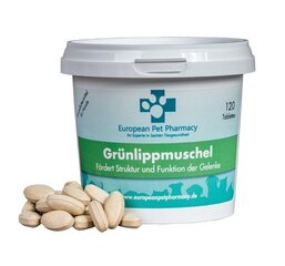 Toidulisand koertele European Pet Pharmacy Grunlippmuschel, 120 tabletti цена и информация | Пищевые добавки и анти-паразитные товары | kaup24.ee