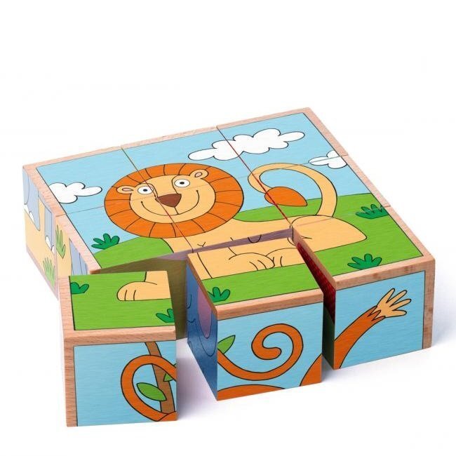 Puidust klotsidest pusle Loomad Woody, 93056, 9 osa hind ja info | Imikute mänguasjad | kaup24.ee