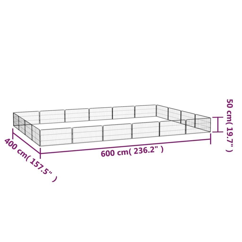 20 paneeliga koera mänguaed must 100x50 cm pulbervärvitud teras цена и информация | Pesad, kuudid | kaup24.ee