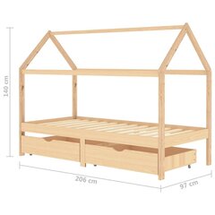 lastevoodi raam sahtlitega, männipuit, 90 x 200 cm hind ja info | Lastevoodid | kaup24.ee