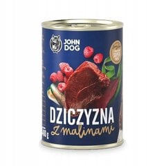 John Dog Berry Adult konserv hirveliha ja vaarikatega, 400 g цена и информация | Консервы для собак | kaup24.ee