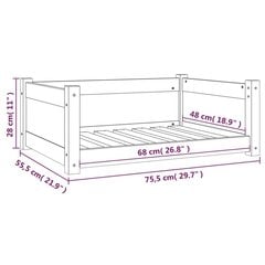 koeravoodi, 75,5 x 55,5 x 28 cm, männipuit hind ja info | Pesad, kuudid | kaup24.ee