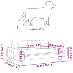 koeravoodi, tumehall, 90 x 53 x 30 cm, kangas hind ja info | Pesad, padjad | kaup24.ee