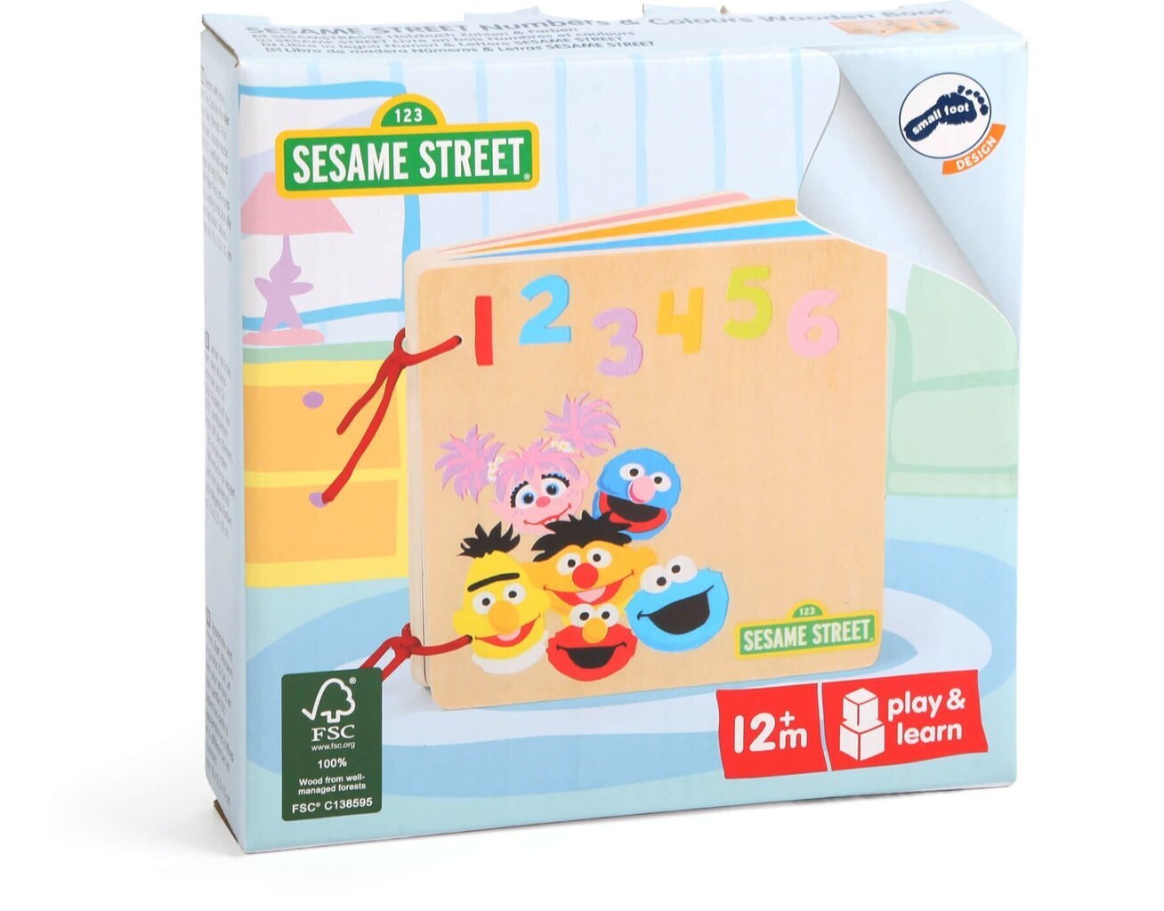 Puidust raamatunumbrid ja värvid Sesame Street Small Foot цена и информация | Imikute mänguasjad | kaup24.ee