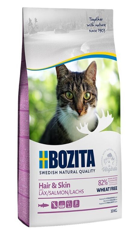 Bozita Hair & Skin lõhega, 10 kg hind ja info | Kuivtoit kassidele | kaup24.ee