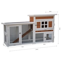 @Pet jänesepuur "Villa", 147 x 50 x 80 cm, valge ja pruun hind ja info | Transportkorvid, puurid | kaup24.ee