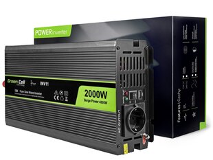 Преобразователь питания Green Cell Power Inverter 12V to 230V 2000W/4000W Pure sine wave цена и информация | Преобразователи, инверторы | kaup24.ee