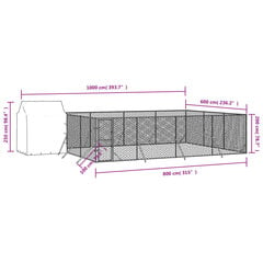 katusega koeraaedik, hõbedane, 10x6x2,5 m, tsingitud teras цена и информация | Переноски, сумки | kaup24.ee