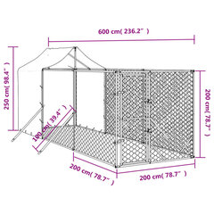 katusega koeraaedik, hõbedane, 2x6x2,5 m цена и информация | Переноски, сумки | kaup24.ee