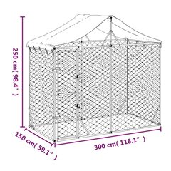 katusega koeraaedik, hõbedane, 3x1,5x2,5 m hind ja info | Transportkorvid, puurid | kaup24.ee