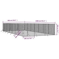 õue koeraaedik, hõbedane, 6x14x2 m, tsingitud teras hind ja info | Pesad, kuudid | kaup24.ee