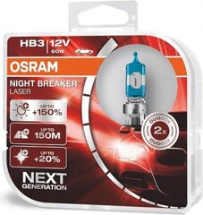 Автомобильные лампочки Osram Night Breaker Laser (Next Generation) HB3/9005, 2шт цена и информация | Автомобильные лампочки | kaup24.ee