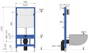 Varjatud raamiga WC-pott Mexen Fenix Slim 6/4 L, 4,5/3 L, 8 cm hind ja info | WC-poti tarvikud | kaup24.ee