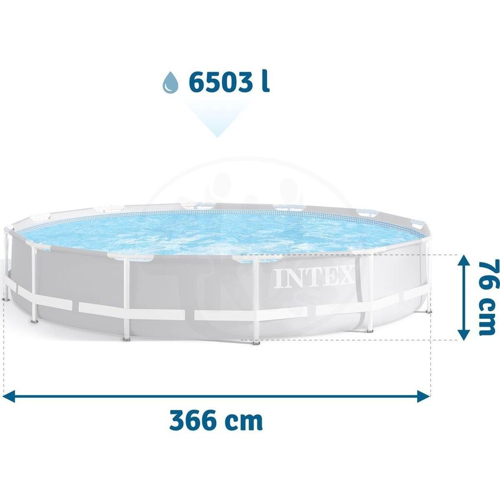 Karkassbassein Intex Prism Frame, 366x76 cm, ilma filtrita hind ja info | Basseinid | kaup24.ee