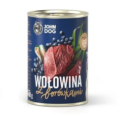 John Dog Berry Adult konserv veiseliha ja mustikatega, 6x400 g цена и информация | Консервы для собак | kaup24.ee