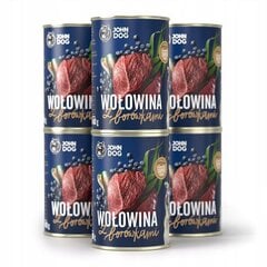 John Dog Berry Adult konserv veiseliha ja mustikatega, 6x400 g цена и информация | Консервы для собак | kaup24.ee