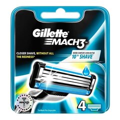 Сменные кассеты Gillette Mach 3, 4 шт. цена и информация | Косметика и средства для бритья | kaup24.ee