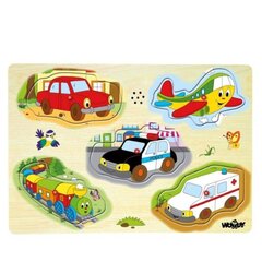 Деревянные головоломки - транспорт Woody 90331 цена и информация | Игрушки для малышей | kaup24.ee