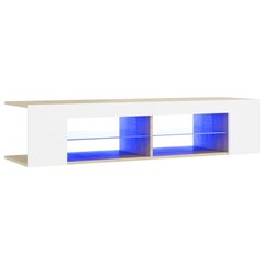 telerialus LED-tuledega, valge ja Sonoma tamm, 135 x 39 x 30 cm hind ja info | TV alused | kaup24.ee