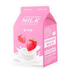 Helendav näomask A'Pieu Milk One-pack Strawberry 20 g цена и информация | Маски для лица, патчи для глаз | kaup24.ee