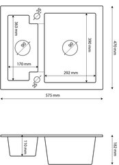 Graniidist köögivalamu, köögisegisti, dosaator, sifoon, hall цена и информация | Раковины на кухню | kaup24.ee