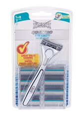 Raseerija Wilkinson Sword Quattro Titanium Sensitive meestele + 8 raseerimistera hind ja info | Raseerimisvahendid | kaup24.ee