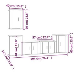 5-osaline telerikappide komplekt, betoonhall, tehispuit hind ja info | TV alused | kaup24.ee