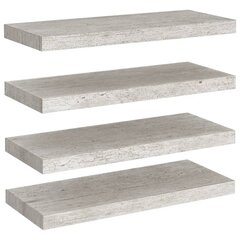 326599 seinariiulid, 4 tk, betoonhall, 60 x 23,5 x 3,8 cm MDF цена и информация | Полки | kaup24.ee