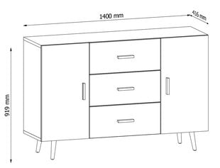 Kummut Visby K2D3S, valge/hall цена и информация | Комоды | kaup24.ee