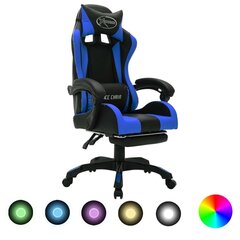 mänguritool RGB LED-tuledega, sinine ja must, kunstnahk hind ja info | Kontoritoolid | kaup24.ee